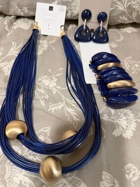 Lazuli Blue Multi-Strand Necklace with Gold Accents